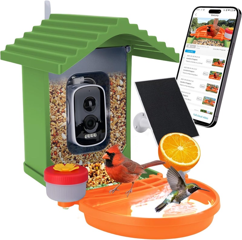 Leapbird Smart AI Bird Feeder with Camera,2.5K HD Live View,Solar Powered,Instant Birds Species Recognition,Real Time Alerts,Wireless Birdhouse with Night Vision,Ideal Gift,Green - Image 1